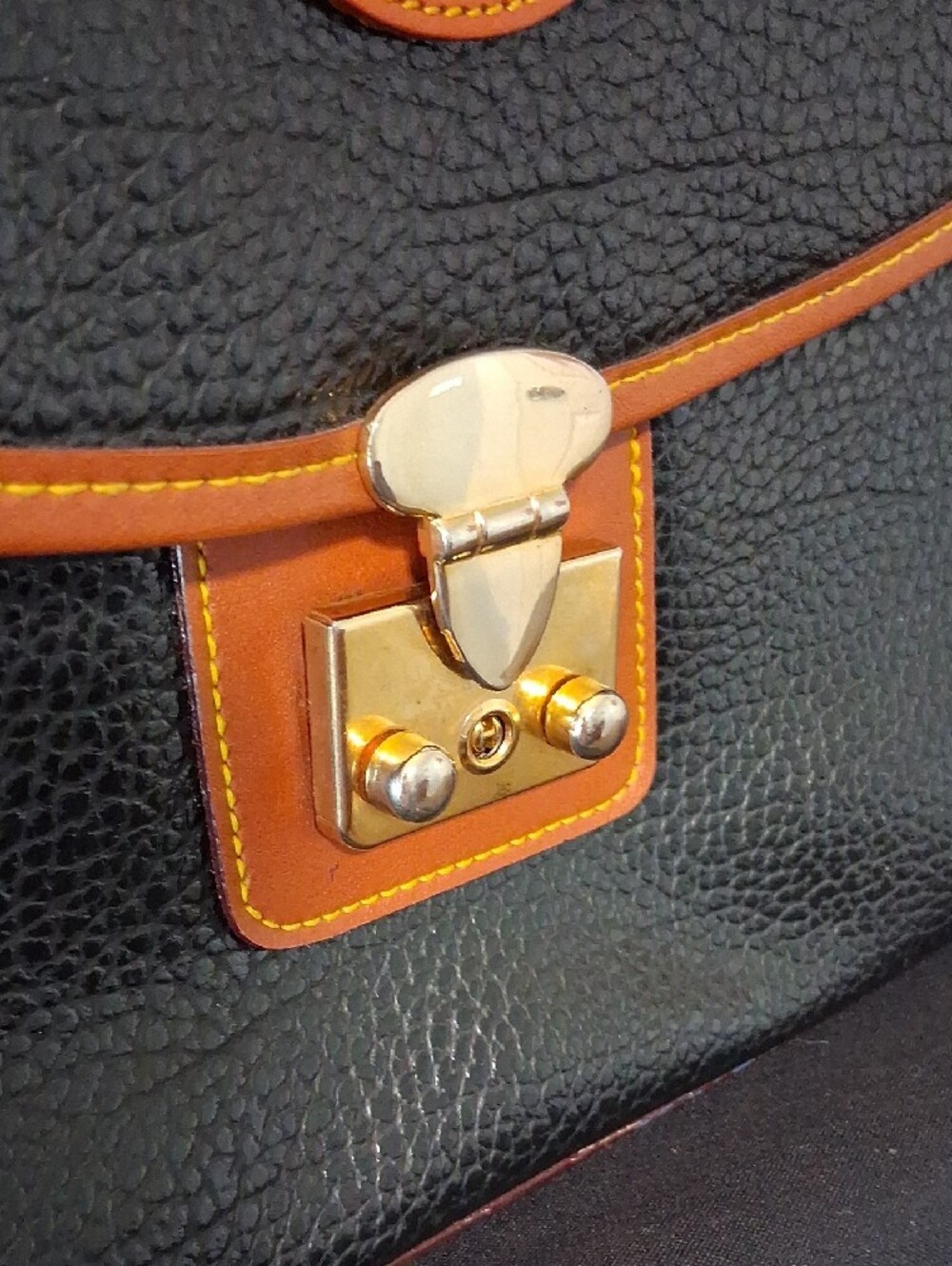 Dooney & Bourke Black Pebbled Leather Satchel with Brown Trim - Picture 12 of 14